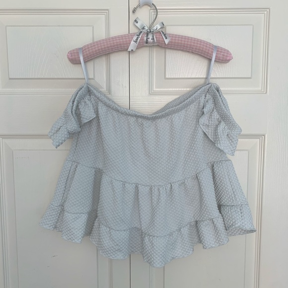 Urban Outfitters Off-Shoulder Ruffled Crop Top-Med - Picture 6 of 9